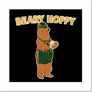 Beary Hoppy Lederhosen Bear With A Beer Oktoberfest Posters and Art